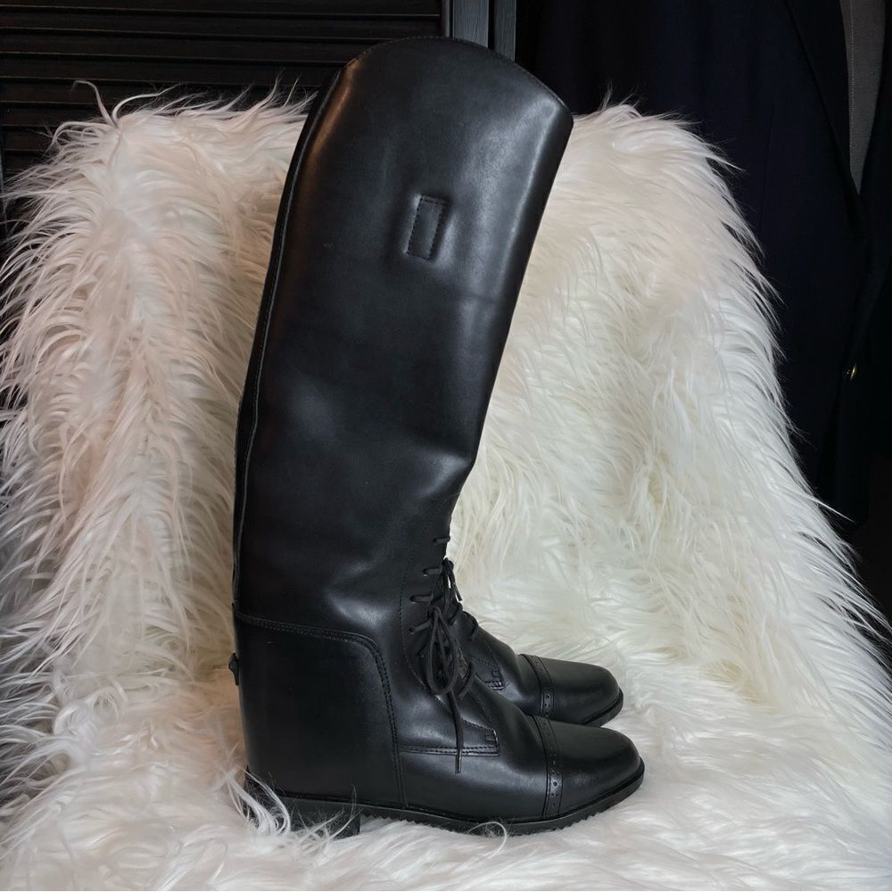 AMAZONAS Cavalier Lace Up Leather‎ English Riding Field Equestrian Tall Boots 5R